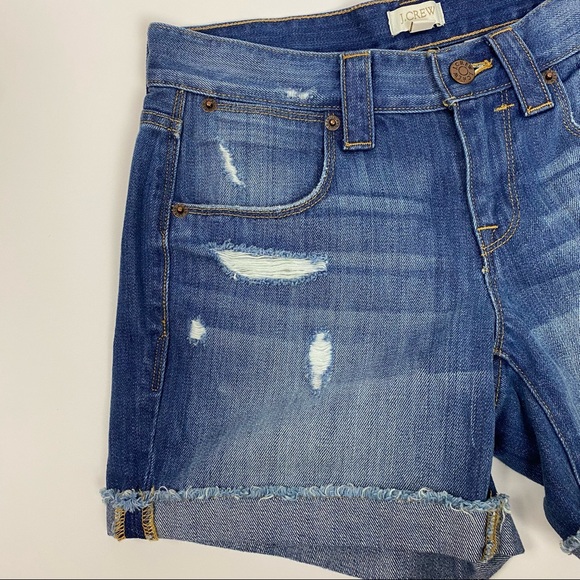 J Crew Medium Dark Wash Cuffed Denim Shorts Size 24 - Picture 4 of 12